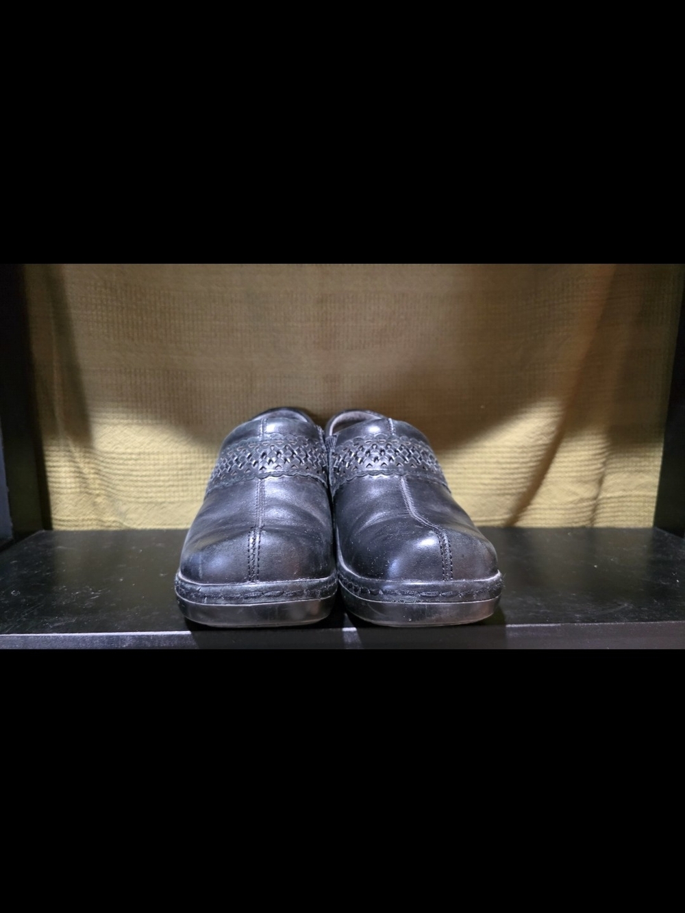 Ariat Black Leather Slip-On Mules with Perforated Band
